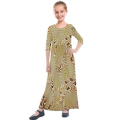 Pattern Abstract Art Kids  Quarter Sleeve Maxi Dress