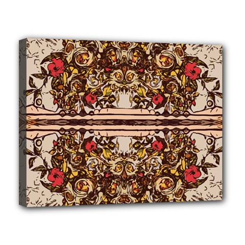 Roses Floral Wallpaper Flower Canvas 14  X 11 