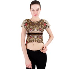 Roses Floral Wallpaper Flower Crew Neck Crop Top by Nexatart