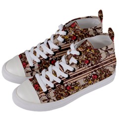 Roses Floral Wallpaper Flower Women s Mid-top Canvas Sneakers