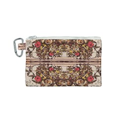 Roses Floral Wallpaper Flower Canvas Cosmetic Bag (small)