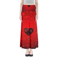 Wonderful Heart On Vintage Background Full Length Maxi Skirt by FantasyWorld7