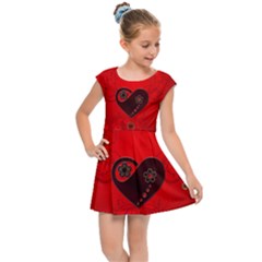 Wonderful Heart On Vintage Background Kids Cap Sleeve Dress