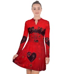 Wonderful Heart On Vintage Background Long Sleeve Panel Dress