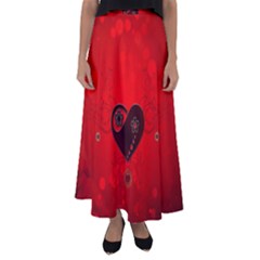 Wonderful Heart On Vintage Background Flared Maxi Skirt by FantasyWorld7