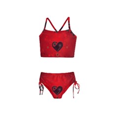 Wonderful Heart On Vintage Background Girls  Tankini Swimsuit