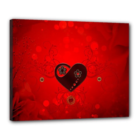 Wonderful Heart On Vintage Background Canvas 20  X 16  by FantasyWorld7