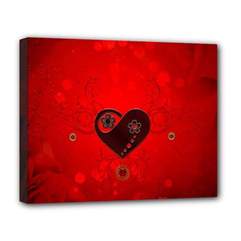 Wonderful Heart On Vintage Background Deluxe Canvas 20  X 16   by FantasyWorld7