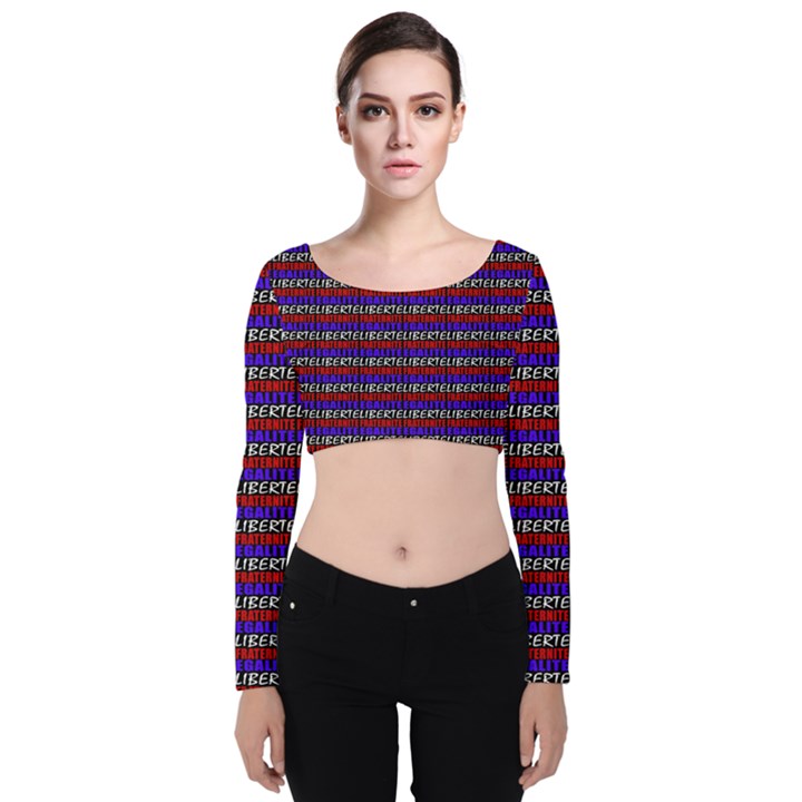 French Revolution Typographic Pattern Design 2 Velvet Crop Top