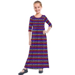 French Revolution Typographic Pattern Design 2 Kids  Quarter Sleeve Maxi Dress by dflcprints