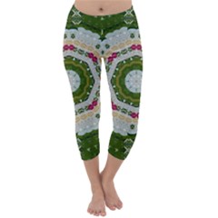 Fantasy Jasmine Paradise Love Mandala Capri Winter Leggings  by pepitasart