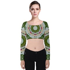 Fantasy Jasmine Paradise Love Mandala Velvet Crop Top