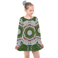 Fantasy Jasmine Paradise Love Mandala Kids  Long Sleeve Dress