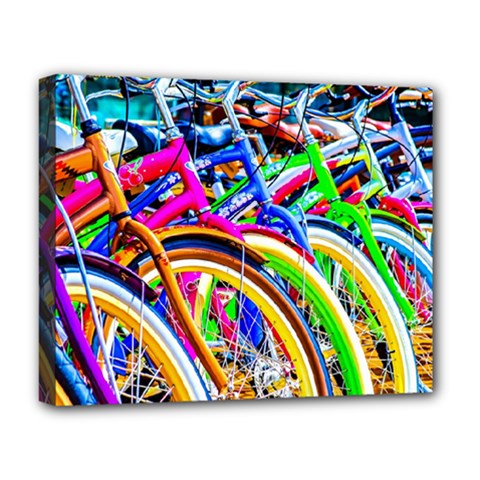 Colorful Bicycles In A Row Deluxe Canvas 20  X 16   by FunnyCow