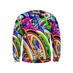 Colorful Bicycles In A Row Kids  Sweatshirt by FunnyCow