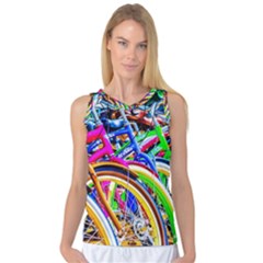 Colorful Bicycles In A Row Women s Basketball Tank Top by FunnyCow