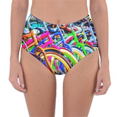 Colorful Bicycles In A Row Reversible High-waist Bikini Bottoms by FunnyCow