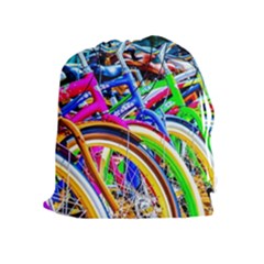 Colorful Bicycles In A Row Drawstring Pouches (extra Large) by FunnyCow