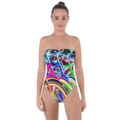 Colorful Bicycles In A Row Tie Back One Piece Swimsuit by FunnyCow