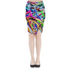 Colorful Bicycles In A Row Midi Wrap Pencil Skirt by FunnyCow