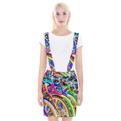 Colorful Bicycles In A Row Braces Suspender Skirt by FunnyCow