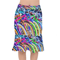 Colorful Bicycles In A Row Mermaid Skirt by FunnyCow