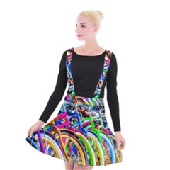 Colorful Bicycles In A Row Suspender Skater Skirt by FunnyCow