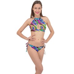 Colorful Bicycles In A Row Cross Front Halter Bikini Set by FunnyCow