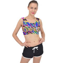 Colorful Bicycles In A Row V-back Sports Bra