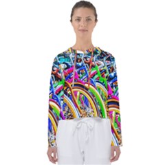 Colorful Bicycles In A Row Women s Slouchy Sweat