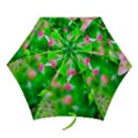 Green Birch Leaves, Pink Flowers Mini Folding Umbrellas View1