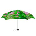 Green Birch Leaves, Pink Flowers Mini Folding Umbrellas View3