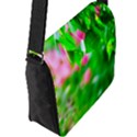 Green Birch Leaves, Pink Flowers Flap Messenger Bag (L)  View2