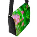 Green Birch Leaves, Pink Flowers Flap Messenger Bag (S) View2