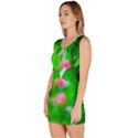 Green Birch Leaves, Pink Flowers Bodycon Dress View2