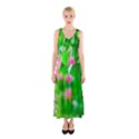 Green Birch Leaves, Pink Flowers Sleeveless Maxi Dress View1