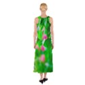 Green Birch Leaves, Pink Flowers Sleeveless Maxi Dress View2