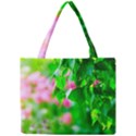 Green Birch Leaves, Pink Flowers Mini Tote Bag View1