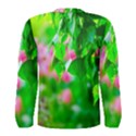 Green Birch Leaves, Pink Flowers Men s Long Sleeve Tee View2