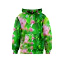 Green Birch Leaves, Pink Flowers Kids  Pullover Hoodie View1