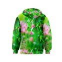 Green Birch Leaves, Pink Flowers Kids  Pullover Hoodie View2