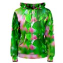 Green Birch Leaves, Pink Flowers Women s Pullover Hoodie View1