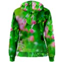 Green Birch Leaves, Pink Flowers Women s Pullover Hoodie View2