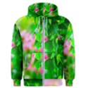 Green Birch Leaves, Pink Flowers Men s Zipper Hoodie View1