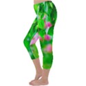 Green Birch Leaves, Pink Flowers Capri Winter Leggings  View2