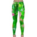 Green Birch Leaves, Pink Flowers Classic Yoga Leggings View1