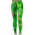 Green Birch Leaves, Pink Flowers Classic Yoga Leggings View2