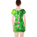 Green Birch Leaves, Pink Flowers Short Sleeve Bodycon Dress View2