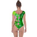 Green Birch Leaves, Pink Flowers Short Sleeve Leotard  View2