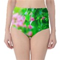 Green Birch Leaves, Pink Flowers Classic High-Waist Bikini Bottoms View1